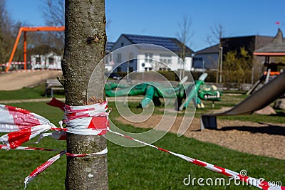 Playground cordoned off because of the corona virus. Stock Photo