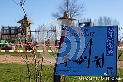 Playground cordoned off because of the corona virus. Editorial Stock Photo