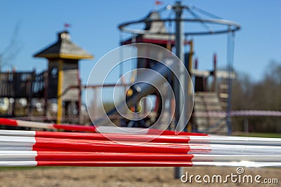 Playground cordoned off because of the corona virus. Stock Photo