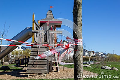 Playground cordoned off because of the corona virus. Stock Photo