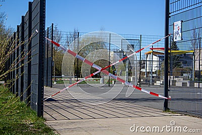 Playground cordoned off because of the corona virus. Editorial Stock Photo