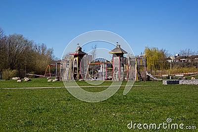 Playground cordoned off because of the corona virus. Stock Photo