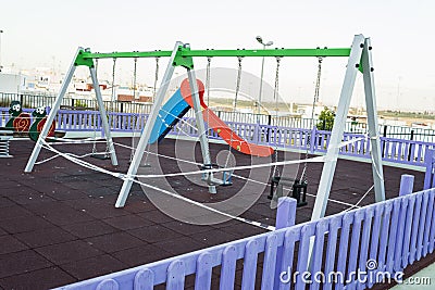 Playground cordoned off because of the covid19 Stock Photo