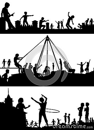 Playground foreground silhouettes Vector Illustration