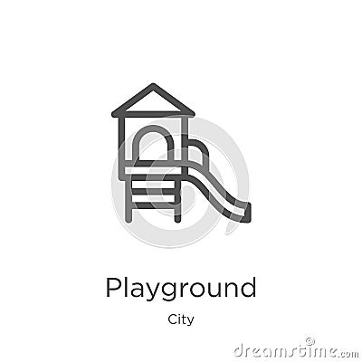 playground icon vector from city collection. Thin line playground outline icon vector illustration. Outline, thin line playground Vector Illustration