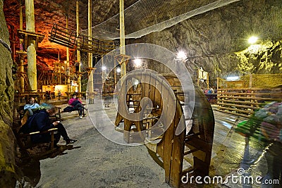 Playground inside the Praid salt mine from Transylvania Editorial Stock Photo