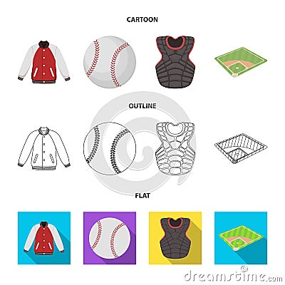 Playground, jacket, ball, protective vest. Baseball set collection icons in cartoon,outline,flat style vector symbol Vector Illustration