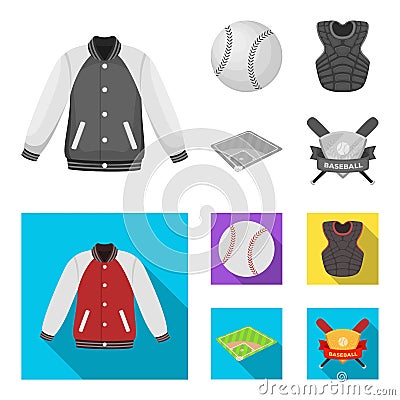 Playground, jacket, ball, protective vest. Baseball set collection icons in monochrome,flat style vector symbol stock Vector Illustration