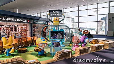 Playground for kids inside Incheon International Airport interior, Seoul, South Korea Editorial Stock Photo