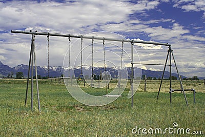 Playground in Old Montana Stock Photo