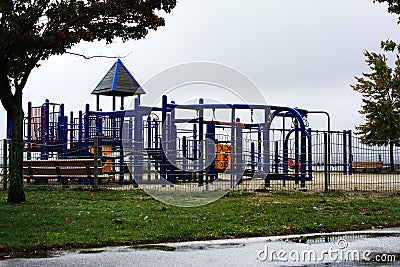 Playground On A Rainy Day Stock Photo