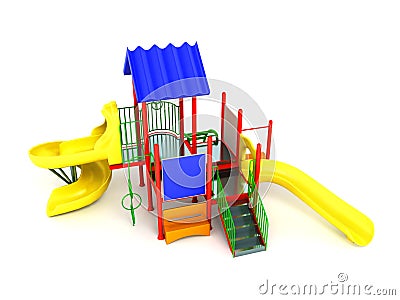 Playground red yellow 3d render on white background Stock Photo