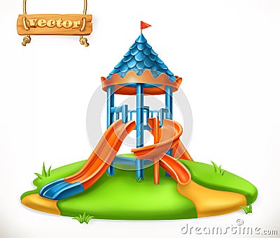 Playground slide. Play area for children, vector icon Vector Illustration
