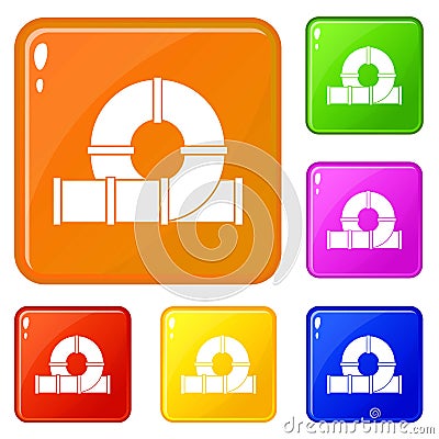 Playground slider water tube icons set vector color Vector Illustration