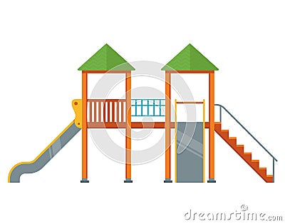 Playground with slides. complex in the yard Vector Illustration