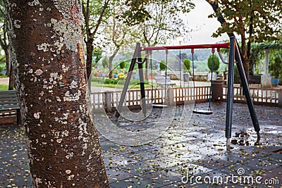 Playground with Swings Stock Photo