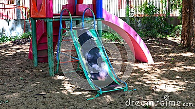 Playground toys, bright colors on the outdoor sand Stock Photo