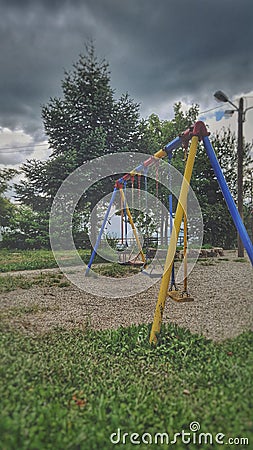 Playgroung in a cloudy weather Stock Photo