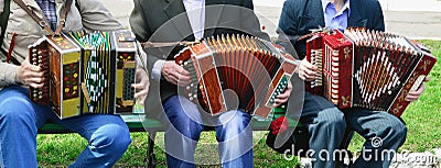 Playing the accordion Stock Photo