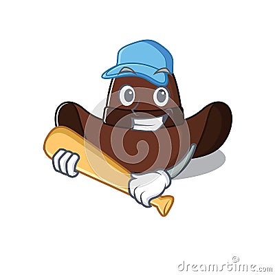 Playing baseball cowboy hat isolated in the mascot Vector Illustration