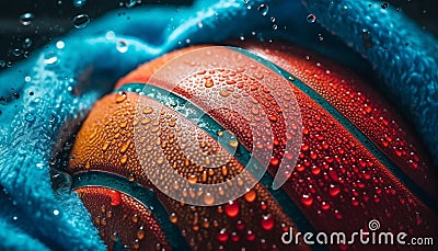 Playing basketball indoors, ball drops in water generated by AI Stock Photo