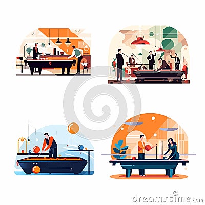 Playing billiard Close up shot of a man playing billiard flat vector Vector Illustration