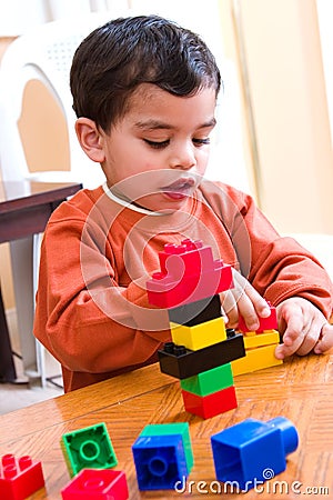 Playing with blocks Stock Photo