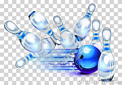 Playing a blue bowling Game Vector Illustration