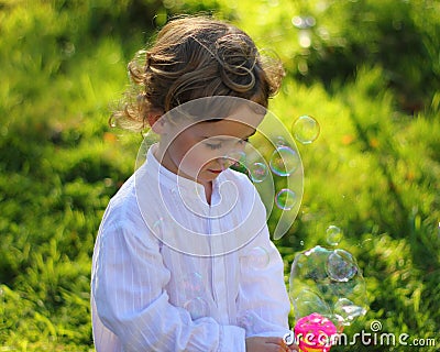 Playing with bubbles Stock Photo