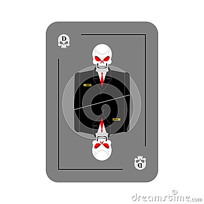 Playing card death. Skeleton in business suit. New concept of pl Vector Illustration