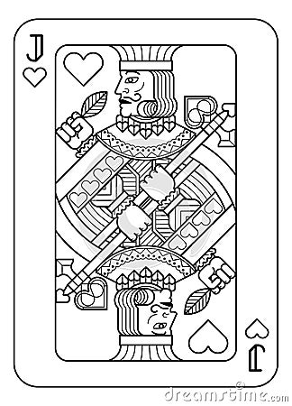 Playing Card Jack of Hearts Black and White Vector Illustration