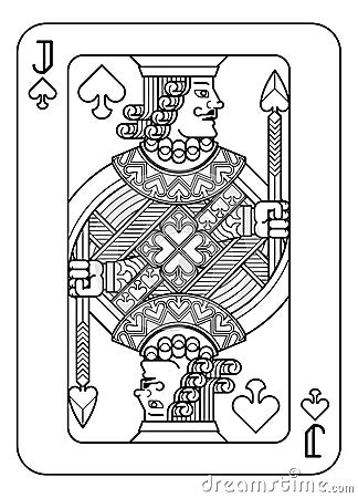 Playing Card Jack of Spades Black and White Vector Illustration