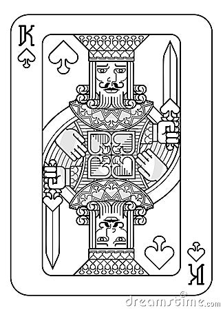 Playing Card King of Spades Black and White Vector Illustration