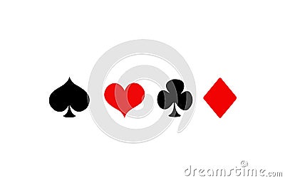 Playing Card Suit Icon Symbol Set Vector Illustration