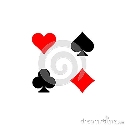 Playing card suits signs set. Four card symbols. Vector Illustration