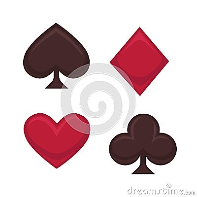 Playing card symbols collection in red and brown on white Vector Illustration