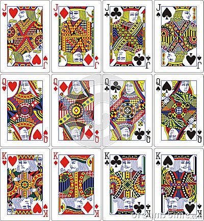 Playing cards 62x90 mm jack queen king Stock Photo