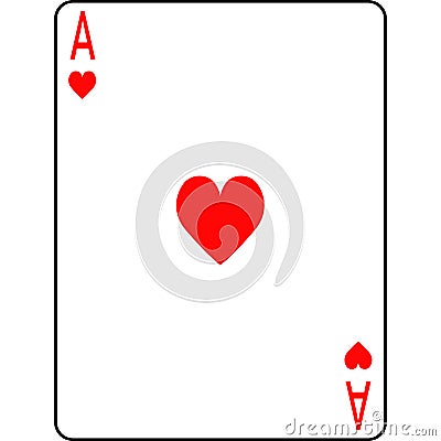Ace of hearts. A deck of poker cards. Vector Illustration