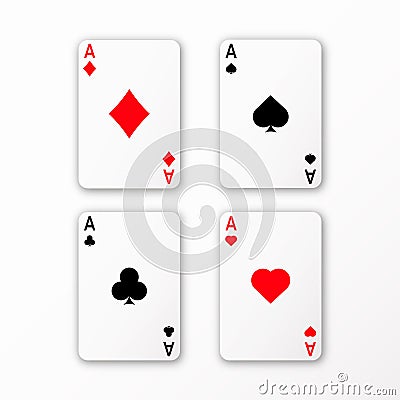 Playing cards ace set vector casino card Vector Illustration