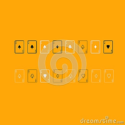 Playing cards black and white set icon. Vector Illustration