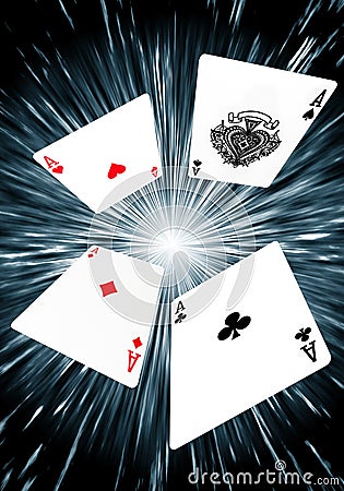Playing Cards - Flying Aces Background Stock Photo
