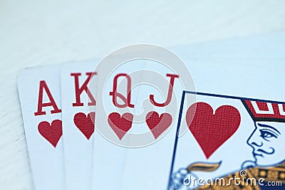 Playing cards with hearts Stock Photo