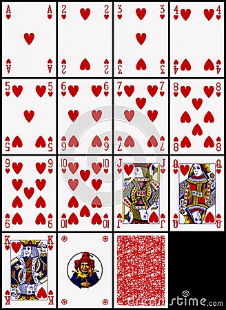 Playing cards - the hearts suit Stock Photo