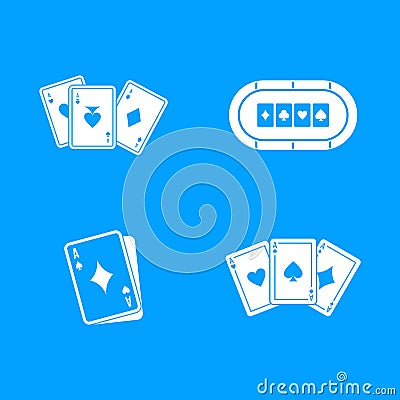 Playing cards icon blue set vector Vector Illustration