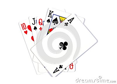 Playing cards - isolated on white background. Royal flush. Playing cards isolated on a white background Stock Photo