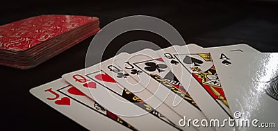 playing cards are cards that are often used by magicians Stock Photo