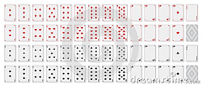 Playing cards. Set of template. Printable. Empty blank for your design. Poker kit sample. For game. Vector illustration. Vector Illustration