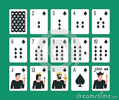 Playing cards spade suit Vector Illustration