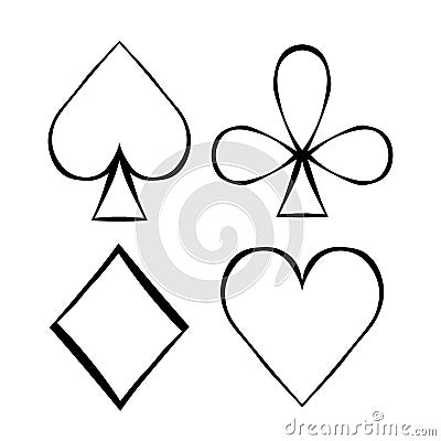 playing cards suit Bubi, hearts, crosses, blame. vector illustration Vector Illustration