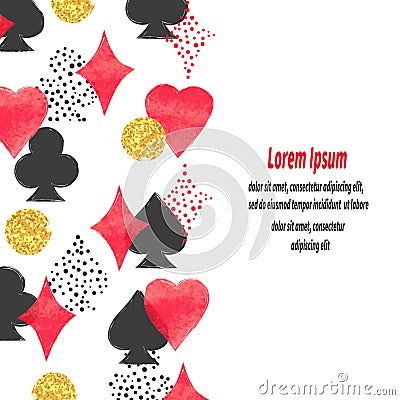 Playing cards suits background. Poker border Vector Illustration